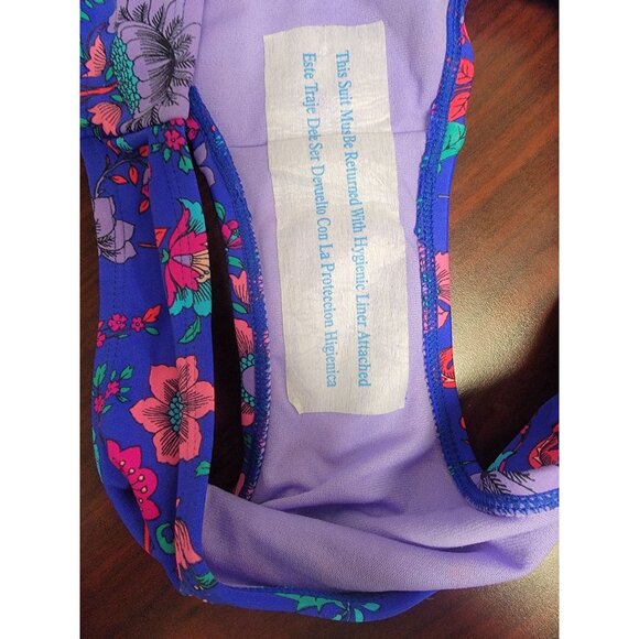 Xhilaration Floral Print Cheeky Bikini Bottoms M Purple Multicolor Nylon/Spandex - Picture 3 of 4